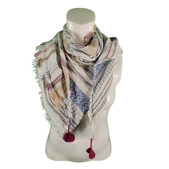 J. Jill wrap Scarf Swim Cover Multi-Way Lightweight Gauzy Linen Blend OS - Picture 5 of 5